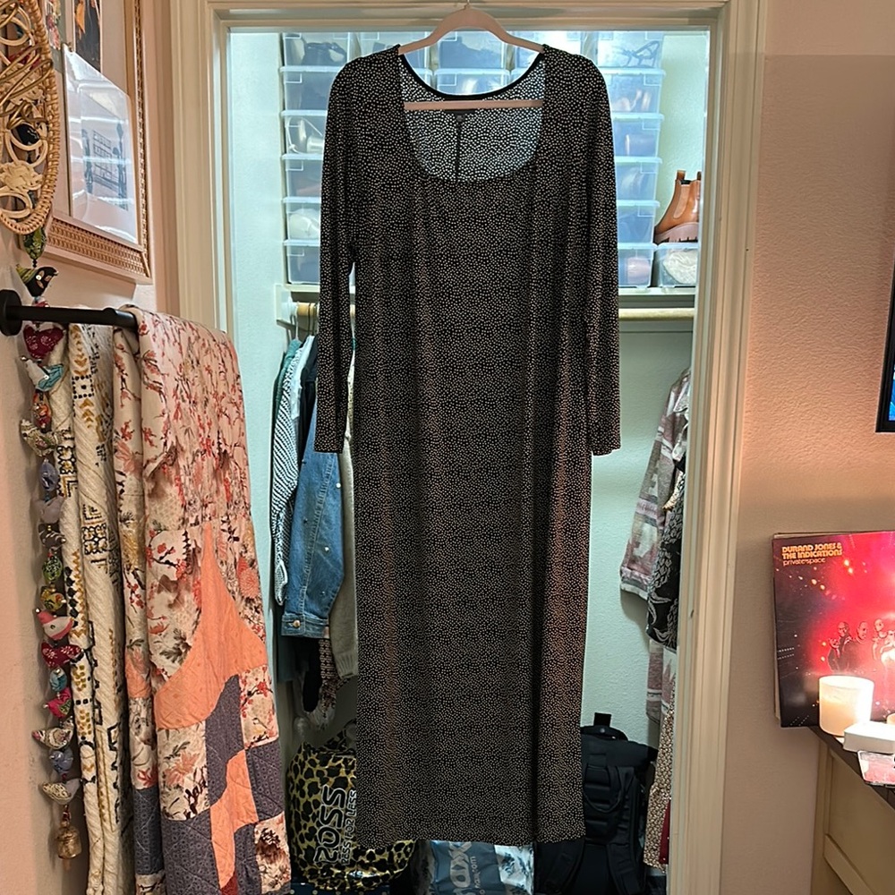Modcloth Gray Long Sleeve Sheath Dress
